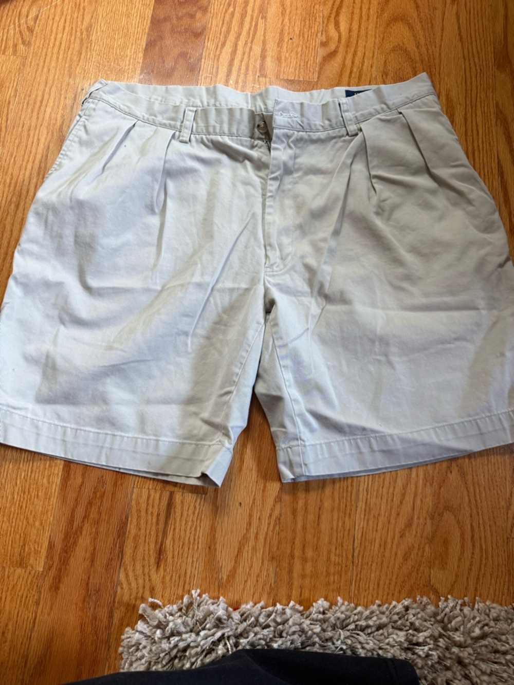 💜Ralph Lauren Light Beige Flat-Front Cotton Shorts